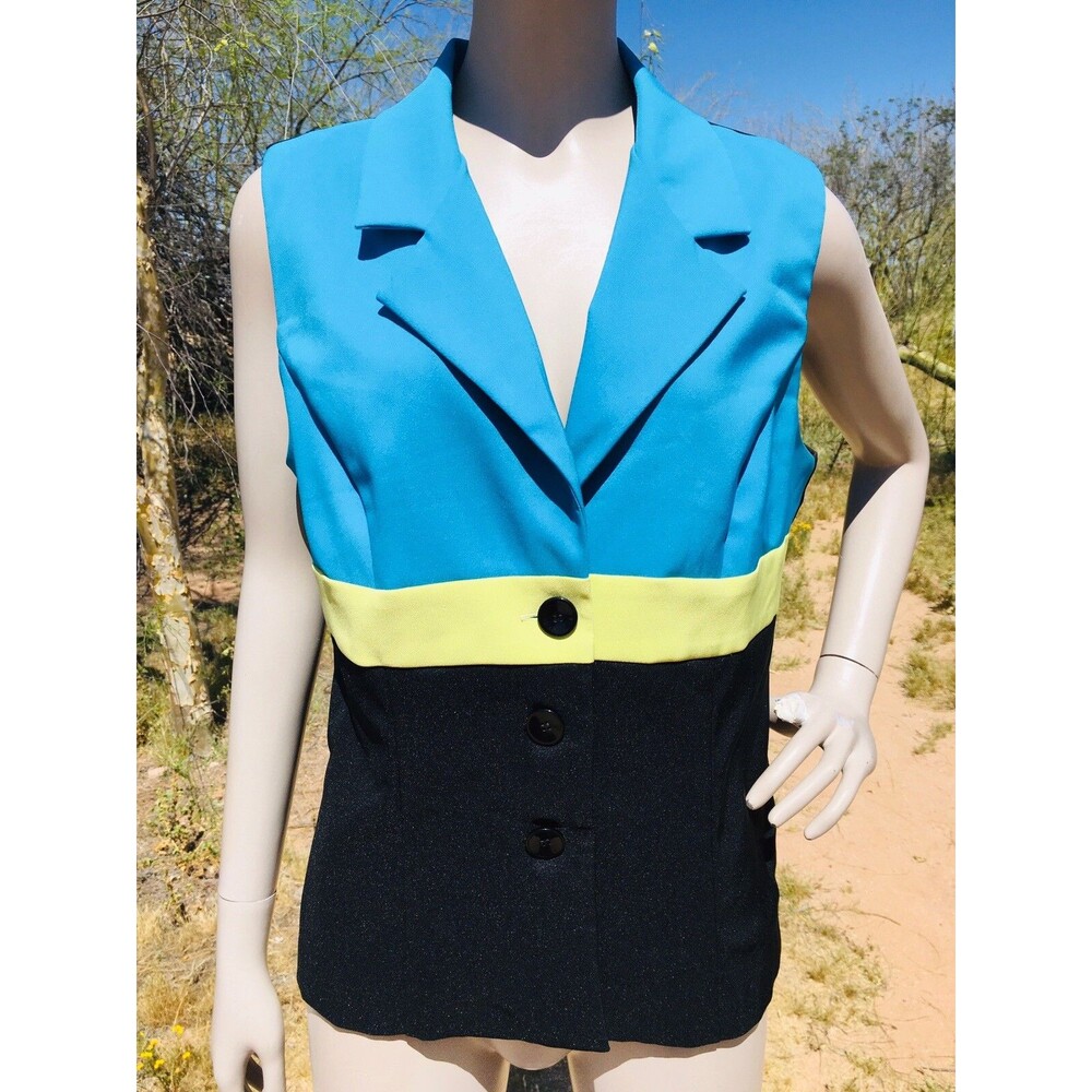 Vintage Giorgio Fiorlini Women's Sleeveless Color Block Button-Down Vest Size 14